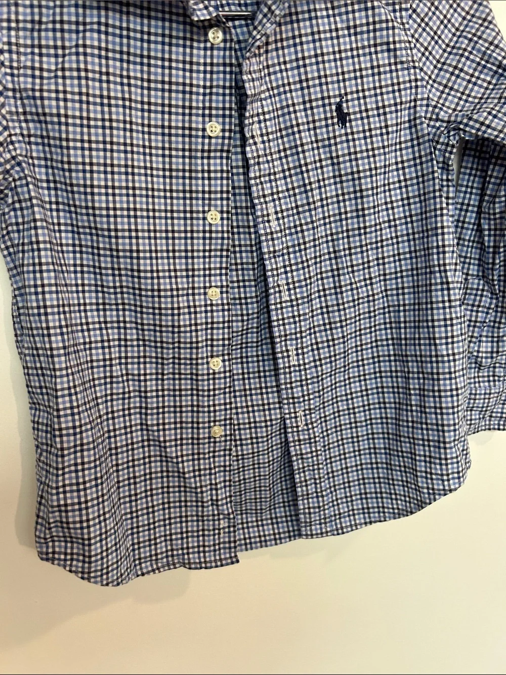 Ralph Lauren Navy and White Plaid Button-Down Shirt